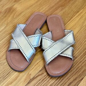 Gold Jack Rogers Cross Strap Sandals